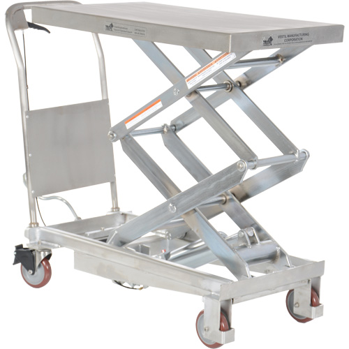 Manual Hydraulic Scissor Lift Table, 35-1/2" L x 20" W, Partial Stainless Steel, 800 lbs. Capacity Action Paper