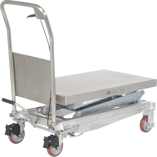 Manual Hydraulic Scissor Lift Table, 35-1/2" L x 20" W, Partial Stainless Steel, 800 lbs. Capacity Action Paper