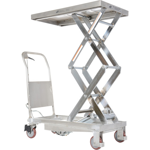 Manual Hydraulic Scissor Lift Table, 35-1/2" L x 20" W, Partial Stainless Steel, 800 lbs. Capacity Action Paper