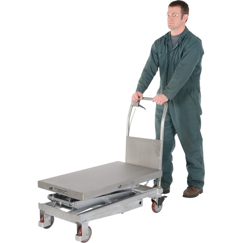 Manual Hydraulic Scissor Lift Table, 35-1/2" L x 20" W, Partial Stainless Steel, 800 lbs. Capacity Action Paper