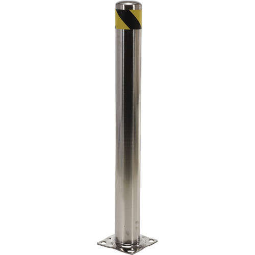 Safety Bollard, Stainless Steel, 42" H x 8" W, Silver Action Paper