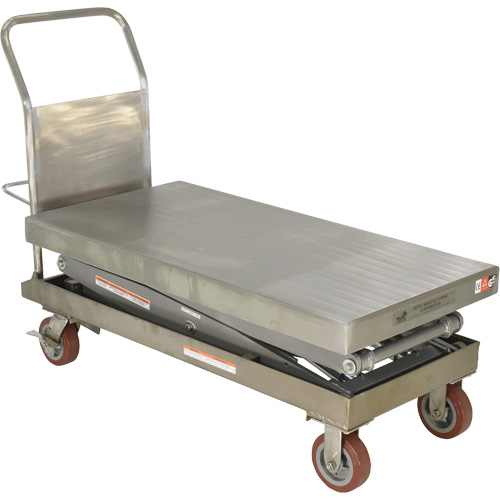 Manual Hydraulic Scissor Lift Table, 47-1/2" L x 24" W, Partial Stainless Steel, 1500 lbs. Capacity Action Paper