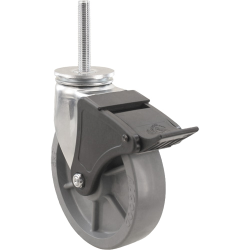 Emaxx Envirothane Caster, Swivel with Brake, 5" (127 mm) Dia., 1000 lbs. (453.6 kg.) Capacity Action Paper
