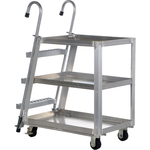 Stockpicker Truck, Aluminum, 21-7/8" W x 40" D, 3 Shelves, 660 lbs. Capacity Action Paper