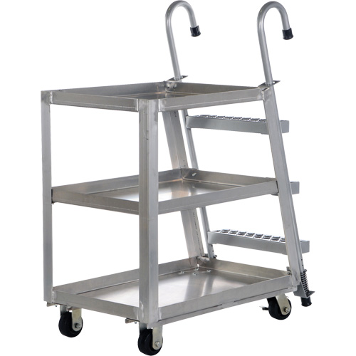 Stockpicker Truck, Aluminum, 21-7/8" W x 40" D, 3 Shelves, 660 lbs. Capacity Action Paper