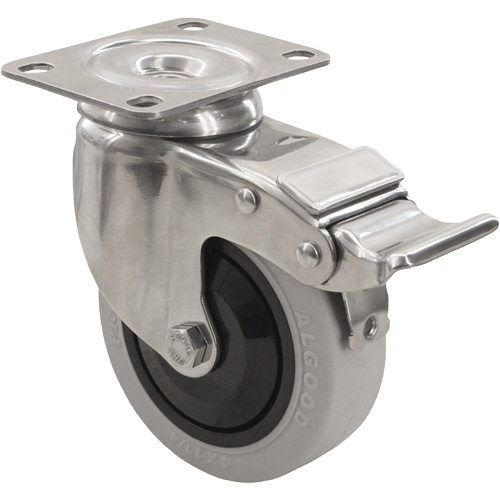 2309 Caster with Double Locking Brake, Swivel with Brake, 5" (127 mm), Envirothane Grey, 350 lbs. (158.8 kg.) Action Paper