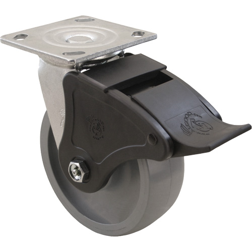 Max9 Caster, Swivel, 6" (152.4 mm), Envirothane Grey-WOW, 1100 lbs. (498.95 kg.) Action Paper