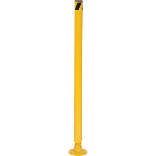 Spring Loaded Bollard, Steel, 42" H x 2-1/8" W, Yellow Action Paper