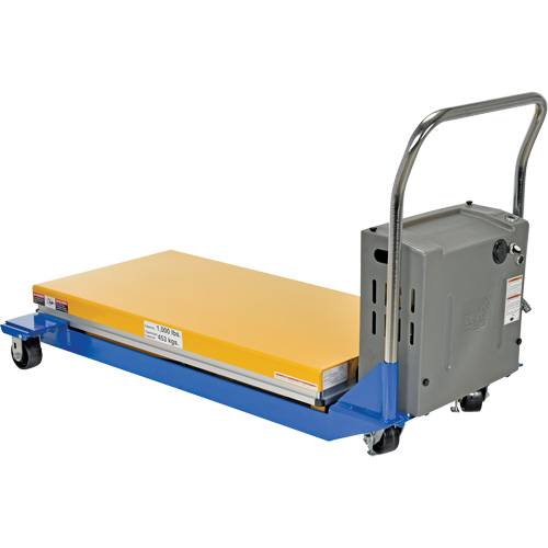 DC Powered & Manual Scissor Lift Table, Steel, 48" L x 24" W, 1000 lbs. Capacity Action Paper