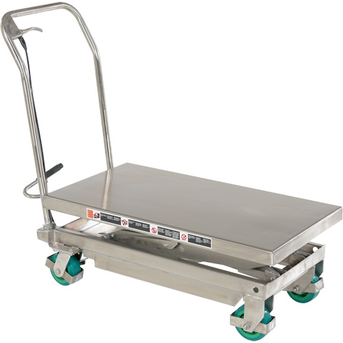 Manual Hydraulic Scissor Lift Table, 36-1/4" L x 19-3/8" W, Stainless Steel, 600 lbs. Capacity Action Paper