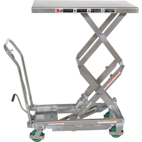 Manual Hydraulic Scissor Lift Table, 36-1/4" L x 19-3/8" W, Stainless Steel, 600 lbs. Capacity Action Paper