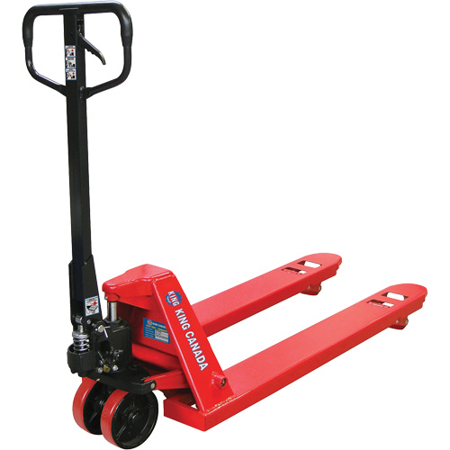 Pallet Truck with Polyurethane Wheels, Steel, 48" L x 27" W, 5500 lbs. Capacity Action Paper