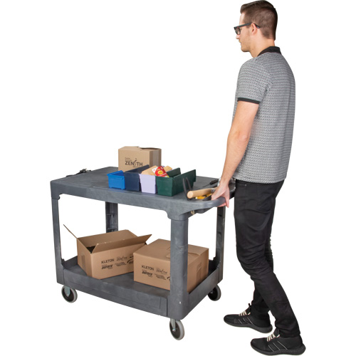 Chariot utilitaire pour l'entretien avec tablette plate, 2 tiers, 25-1/4" x 32-1/4" x 44", Capacit&eacute; 550 lb Action Paper