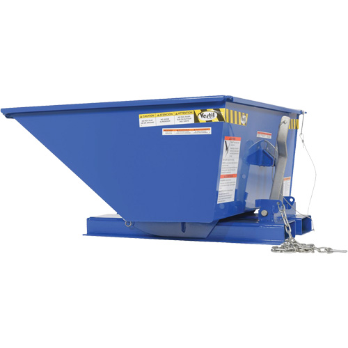 Low Profile D-Style Self Dumping Hopper, Steel, 1/3 cu.yd., Blue Action Paper