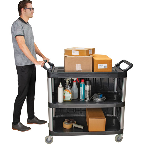 Utility Cart, 3 Tiers, 19-3/4" x 37-1/2" x 40-1/4", 250 lbs. Capacity Action Paper