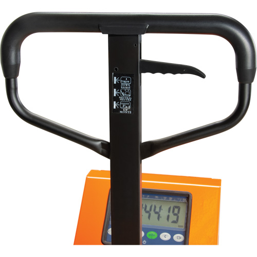 Digital Scale Pallet Truck, 44.5" L x 27.75" W, 4400 lbs. Cap. Action Paper