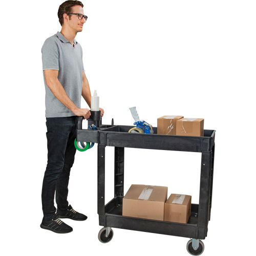 Utility Cart, 2 Tiers, 17-1/8" x 33-1/2" x 37-5/8", 550 lbs. Capacity Action Paper
