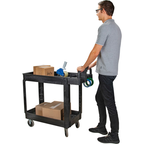 Utility Cart, 2 Tiers, 17-1/8" x 33-1/2" x 37-5/8", 550 lbs. Capacity Action Paper