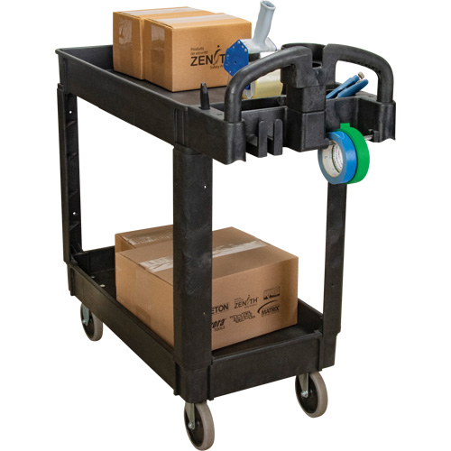 Utility Cart, 2 Tiers, 17-1/8" x 33-1/2" x 37-5/8", 550 lbs. Capacity Action Paper