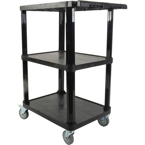 Utility Cart with Flat Shelf, 3 Tiers, 18-1/8" x 37-3/8" x 27-3/4", 330 lbs. Capacity Action Paper