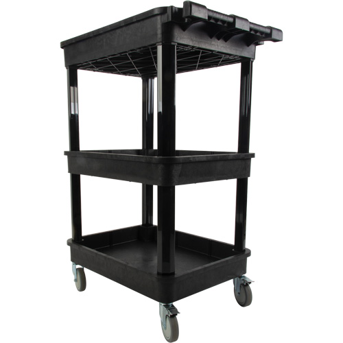 Utility Cart with Deep Lip Shelf, 3 Tiers, 19" x 39-1/2" x 28-1/4", 330 lbs. Capacity Action Paper