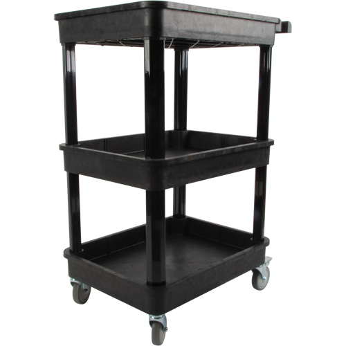 Utility Cart with Deep Lip Shelf, 3 Tiers, 19" x 39-1/2" x 28-1/4", 330 lbs. Capacity Action Paper