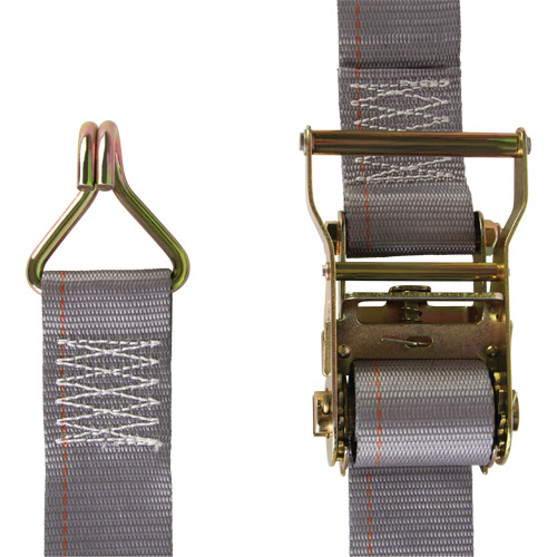 Tendeur d'arrimage utilitaire robuste, Crochet en J, 2" la x 16' lo, Charge d'utilisation 500 lb (227 kg) Action Paper