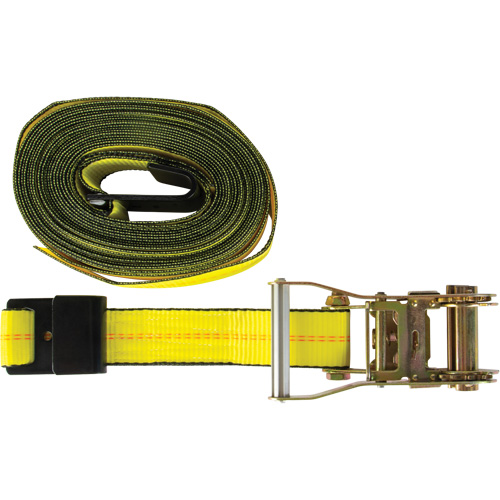 Winch Strap, Flat Hook, 2" W x 30' L, 3335 lbs. (1512 kg) Working Load Limit Action Paper