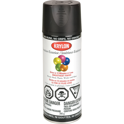 Industrial Acryli-Quik Lacquer, Black, Semi-Flat, 12 oz., Aerosol Can Action Paper