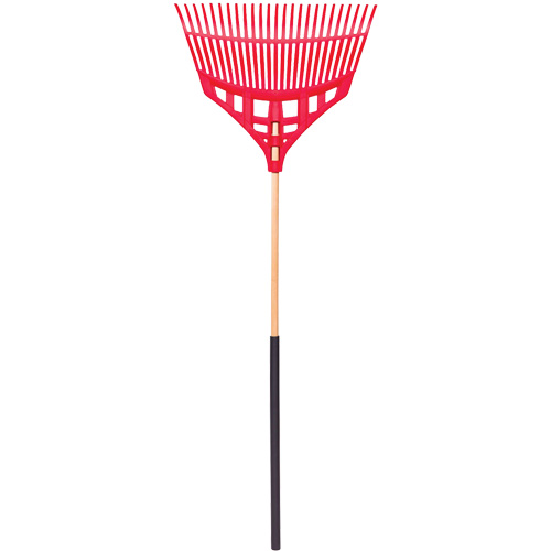 Leaf Rake, 24" Blade, Wood Handle, Plastic Blade Action Paper
