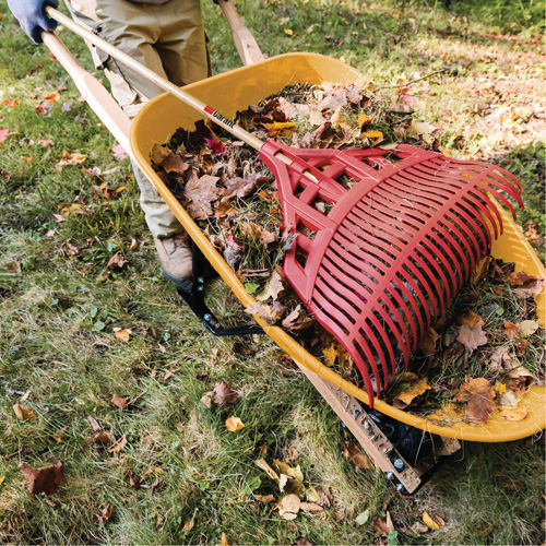 Leaf Rake, 24" Blade, Wood Handle, Plastic Blade Action Paper