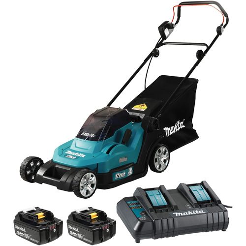 36V 5.0 Ah LXT Lawn Mower Kit, Push Walk-Behind, Battery Powered, 17" Cutting Width Action Paper