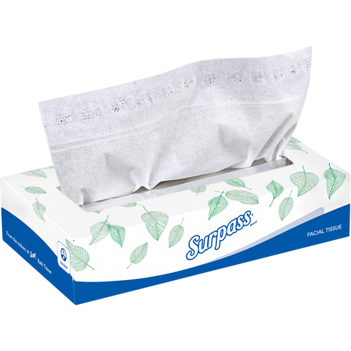 Surpass&reg; Facial Tissue, 2 Ply, 8.3" L x 7.8" W, 100 Sheets/Box Action Paper