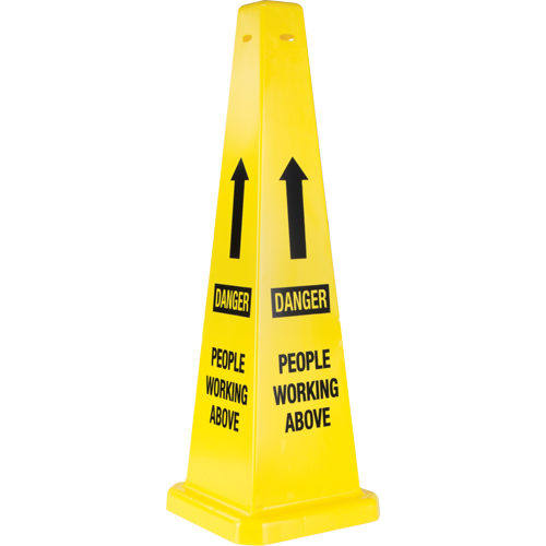 "People Working Above" Traffic Cones, English with Pictogram Action Paper