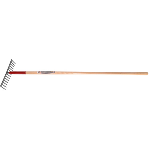 Level Rake, Wood Handle, 14-3/4" W, Tempered Steel Blade, 16 Tines Action Paper