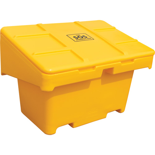 Salt Sand Container SOS, With Hasp, 42" x 29" x 30", 11 cu. Ft., Yellow Action Paper