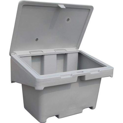 Salt Sand Container SOS, With Hasp, 42" x 29" x 30", 11 cu. Ft., Grey Action Paper