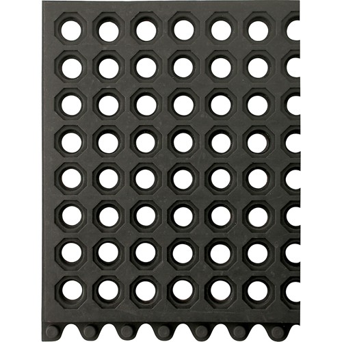 24/Seven&reg; Matting, Rubber, 3' W x 3' L, 5/8" Thick, Black Action Paper