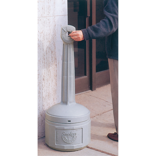 Smokers Cease-Fire&reg; Cigarette Butt Receptacle, Free-Standing, Plastic, 4 US gal. Capacity, 38-1/2" Height Action Paper