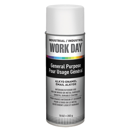 Industrial Work Day Paint, White, Very Flat, 10 oz., Aerosol Can Action Paper