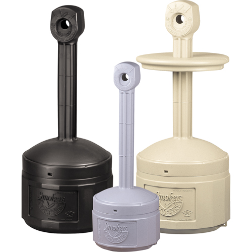 Smokers Cease-Fire&reg; Cigarette Butt Receptacle, Free-Standing, Plastic, 1 US gal. Capacity, 30" Height Action Paper