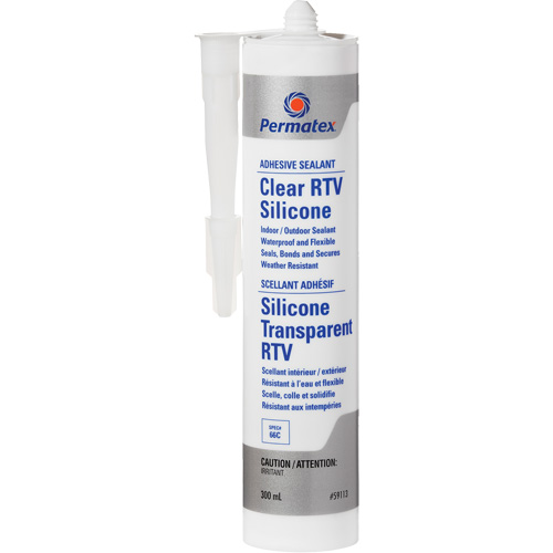 Clear RTV Adhesive Sealant, 300 ml, Cartridge, Clear Action Paper