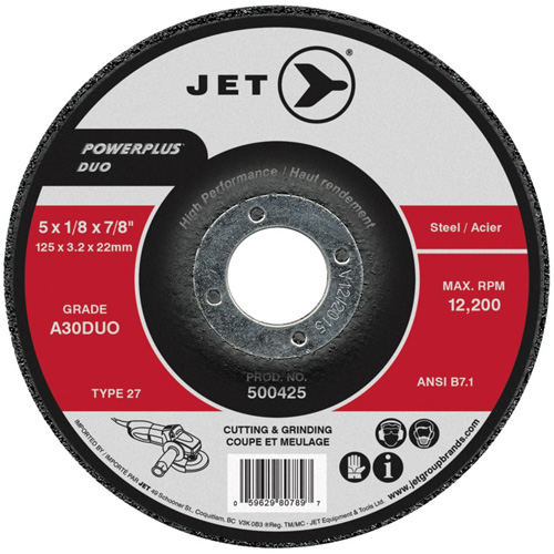 POWERPLUS DUO Cutting/Grinding Wheel, 4" x 1/8", 5/8" Arbor, Type 27, A30DUO Grit Action Paper