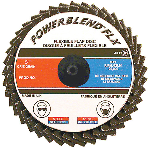 Disque &agrave; lamelles &agrave; rouler POWERBLEND FLX, 2" x Type R, Grain Z40, Alumine de zirconium Action Paper