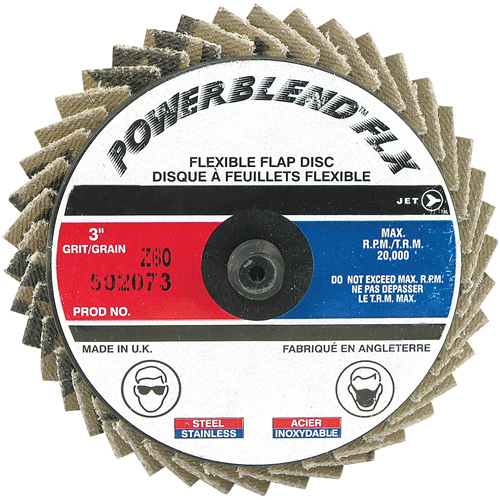 Disque &agrave; lamelles &agrave; rouler Powerblend FLX, 3" x Grain 60, Alumine de zirconium Action Paper