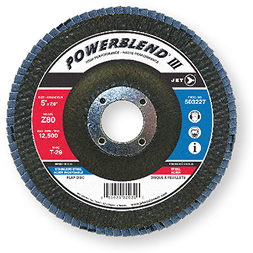 Disque &agrave; lamelles PowerBlend, 7" x 7/8", Type 29, Grain Z120, Alumine de zirconium Action Paper