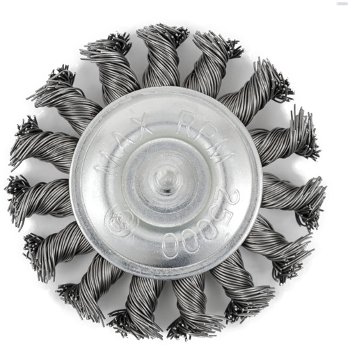 EKR275-20 Shaft-Mounted Knot Twisted Radial Brush, 3", .02" Fill, 1/4" Shank Action Paper