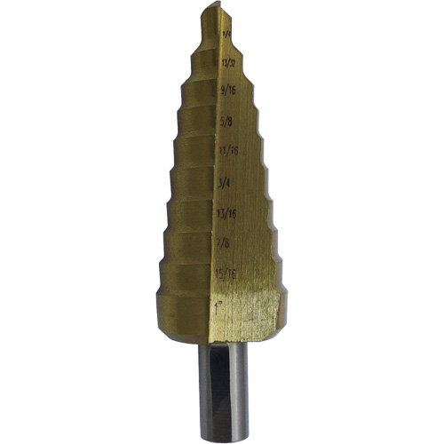 JET-KUT&reg; Super Premium M35 Step Drill, 3/16" - 1/2" , 1/16" Increments, High Speed Steel Action Paper