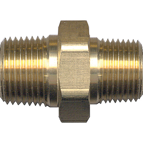 Hex Nipple, Brass, 3/4" x 1/2", NPT x NPT Action Paper