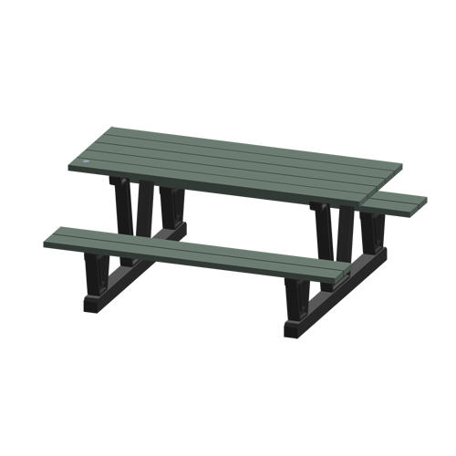Recycled Plastic Outdoor Picnic Tables, 72" L x 60-5/16" W, Grey Action Paper